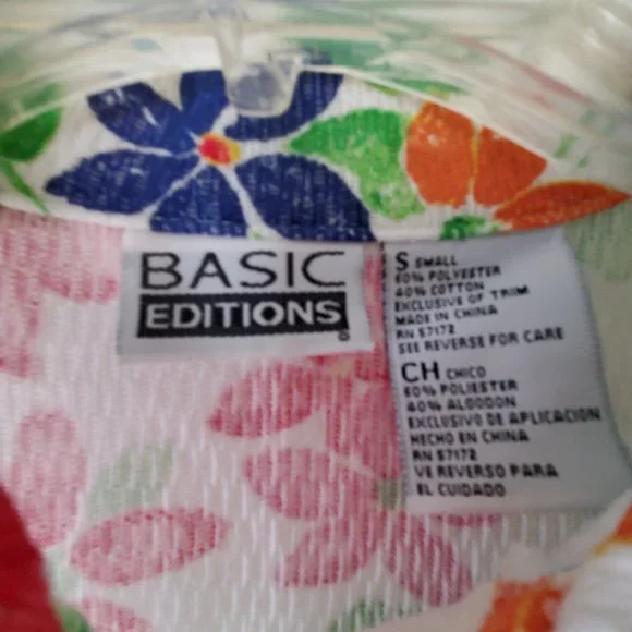BASIC EDITIONS WOMEN'S FLORAL SLEEVELESS BUTTON DOWN TOP SIZE S NEW! - Picture 4 of 4